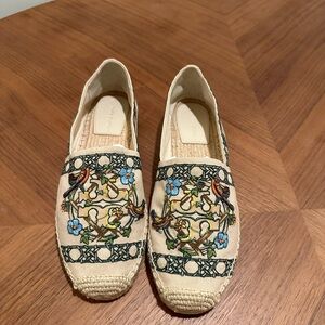 Tory Burch Printed Canvas Espadrilles New Ivory